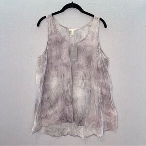 Eileen Fisher NWT women’s Woodgrain print Ramie top tank sleeveless scoop neck L